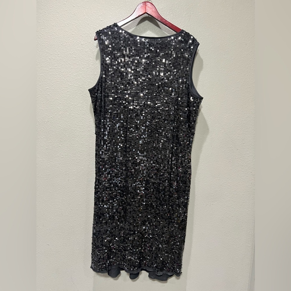 Ashro Black Salena Formal Dinner Cocktail Party Club Beaded Sequin Dress Gown 1X - Picture 4 of 11